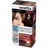 Vopsea de par permanenta Venita Plex, 125 ml, Nr 4.4, Castaniu