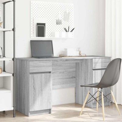 vidaXL Birou cu sertar sonoma gri 140 x 49 x 76 cm Lemn compozit 3328512 foto