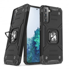 Wozinsky Ring Armor Husă Kickstand Tough Rugged Husă Pentru Samsung Galaxy S21 FE Negru 9111201944503