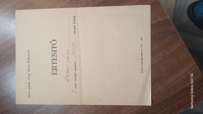 carnet elev (ertesito) anii 1952-1953 foto