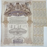 SOCIETATEA COMUNALA A TRAMVAIELOR BUCURESTI , CERTIFICAT NOMINATIV DE ZECE ACTIUNI , IN VALOARE TOTALA DE 5000 LEI , 1922