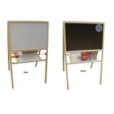 Tablita magnetica pentru copii, 2 fete alb negru, 90x53 cm, suport lemn, PRC