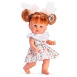 Papusa Bomboncin cu Rochita cu Guleras Alb 20cm, Asivil