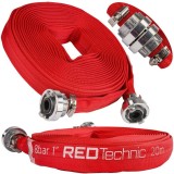 Furtun apa tip pompieri 1"20 metri, 8 bari, cu cuple, Red Technic