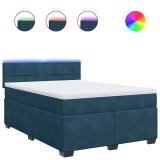 Cumpara ieftin Pat box spring cu saltea, albastru, 140x200 cm, catifea