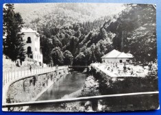 Slanic Moldova - Plaja pe malul Slanicului 1958 - RPR, tip fotografie, circulata la Bucuresti, 2 timbre intacte, stampile lizibile