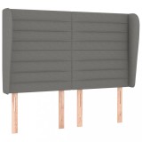 Cumpara ieftin Tablie de pat cu aripioare gri inchis 147x23x118/128 cm textil