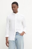 Superdry camasa de in barbati, culoarea bej, regular, M4010995A-01C