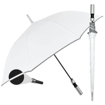Umbrela ploaie automata alba cu banda reflectorizanta foto