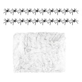 Set panza si 100 paianjeni pentru Halloween Manbeiya, plastic, alb/negru