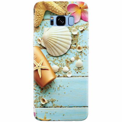 Husa silicon pentru Samsung S8, Blue Wood Seashells Sea Star foto