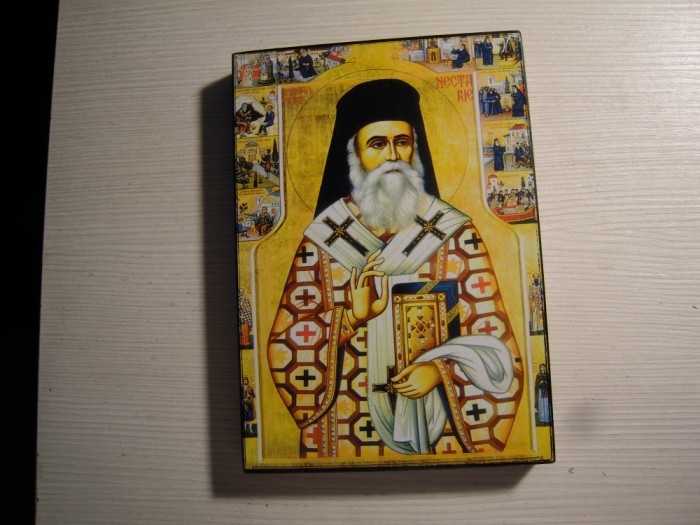 Reproducere icoana (2) infatisandu-l pe Sfantul Nectarie cu dimensiunea 14x20 cm
