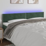 VidaXL Tăblie de pat cu LED, verde &icirc;nchis, 180x5x78/88 cm, catifea