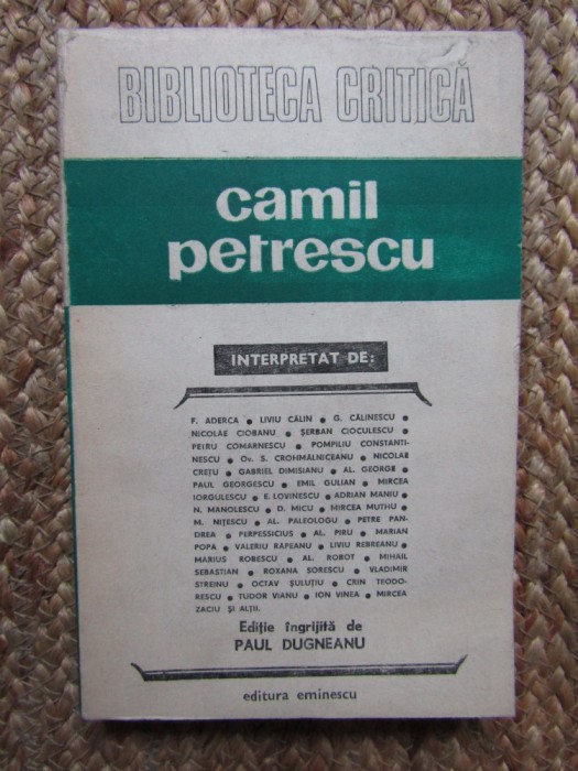Camil Petrescu interpretat de F.Aderca,Liviu Calin,G.Calinescu