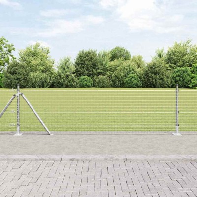 Gard din s&amp;acirc;rmă sudată cu 13 st&amp;acirc;lpi flanșați 0.6x50 m Oțel galvanizat foto