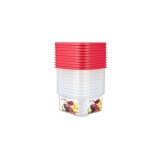 Set 10 cutii alimente Rainbow, 630 ml, rosii