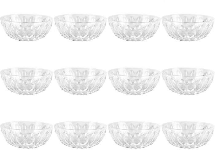 Set boluri, 12 piese, 180 ml, Plastic, Transparent