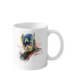 Cana din ceramica haioasa, 330 ml, alba, pentru pasionatii de desene animate, Eroi Marvel, Captain America