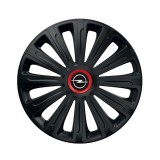 Set 4 capace roti Negre Cu Inel Rosu Trend R16 Compatibil Cu Opel