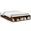 VidaXL Cadru de pat, stejar afumat, 135x190 cm, lemn prelucrat 3280591