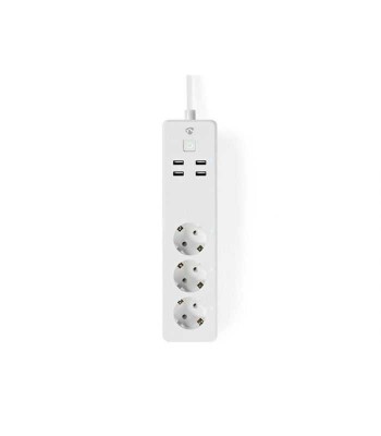 Prelungitor Smart WiFi 3 prize schuko 4x USB 1.8m 3680W 16A Nedis foto