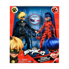 Set 2 papusi Miraculous, Ladybug, Zag Heroez, Buburuza si Cat Noir, 30 cm