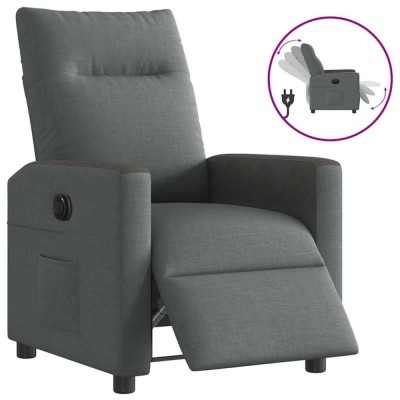 vidaXL Fotoliu rabatabil electric, gri &amp;icirc;nchis, material textil 3324039 foto