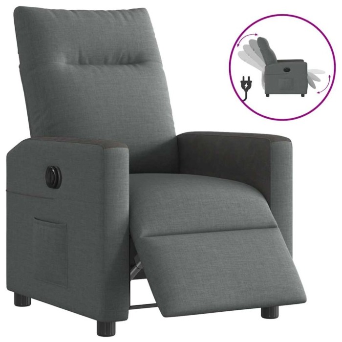 vidaXL Fotoliu rabatabil electric, gri &icirc;nchis, material textil 3324039