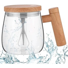 Cana electrica autoamestecare, 400ml, cu capac si maner, pentru cafea si alte