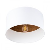 Lustră De Tavan Telesto Alb/Maro &Icirc;nchis, Din Țesătură/Lemn/Otel, Cu 1 Bec Oval Scandinav De Interior