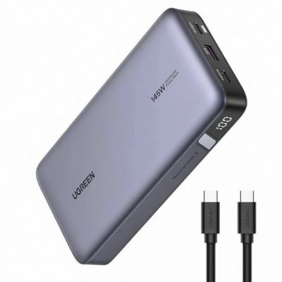 Baterie Externa UGREEN PB205, 25000mAh, 145W, QC + PD, 1 x USB-A - 2 x USB-C, Gri foto