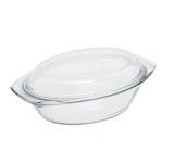 Vas Yena Termorezistent Oval Simax, 2.4L, cu Capac, Sticla Borosilicata, 334x201x111 mm, Fabricat in Cehia