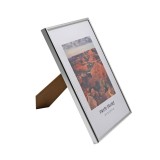 Rama Foto A4 Birou Aluminiu Argintiu Elegant ProCart 21x29.7 cm Plexiglas Suport Lemn