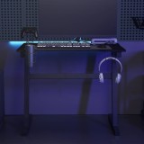 Birou de gaming LED cu picioare &icirc;n formă de Z negru 90x60x75 cm