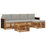 vidaXL Set de canapele de exterior 6 pcs Natural și gri deschis 3384252