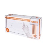 Cutie 100x Manusi Latex, Serix, de Unica Folosinta, Texturate, Usor Pudrate, Albe, Marimea XL