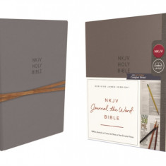 NKJV, Journal the Word Bible, Hardcover, Gray, Red Letter Edition, Comfort Print: Reflect, Journal, or Create Art Next to Your Favorite Verses