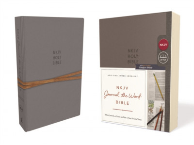 NKJV, Journal the Word Bible, Hardcover, Gray, Red Letter Edition, Comfort Print: Reflect, Journal, or Create Art Next to Your Favorite Verses foto