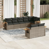 vidaXL Set canapele de grădină cu perne, 8 piese, gri, poliratan 3259393
