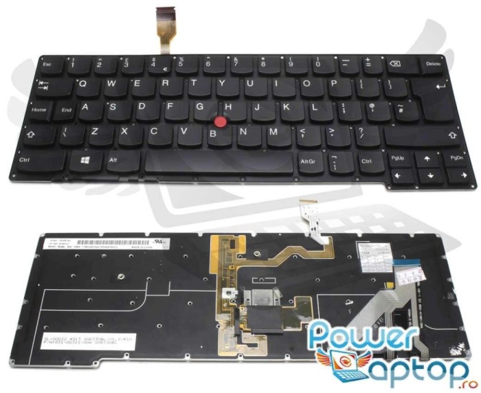 Tastatura Lenovo 0C45122 iluminata layout UK fara rama enter mare, 831 00311 00a iluminata layout UK fara rama