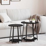 vidaXL Set măsuțe laterale cu raft 2 pcs Stejar negru 50 x 50 x 51 cm