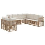 vidaXL Set de canapele de exterior cu pernă 9 pcs natural Poliester 3437500