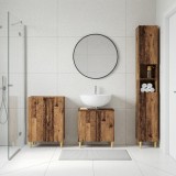 Cumpara ieftin Set de cabinet pentru baie cu 3 piese DELFT Lemn vechi