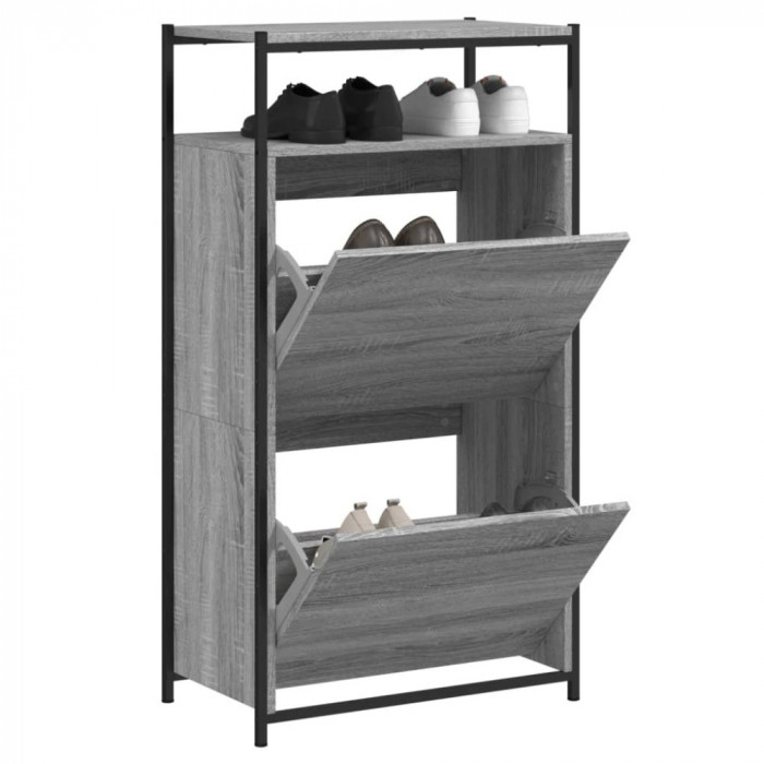 Pantofar, gri sonoma, 60x34x112 cm, lemn prelucrat