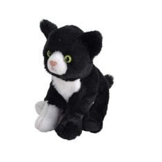 Pisica Alb cu Negru - Jucarie Plus Wild Republic 13 cm