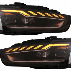 Faruri Full LED compatibil cu Audi A4 B8.5 Facelift (2012-2015) Negru Semnal Dinamic A4 B9.5 Design HLAUA4B8FH