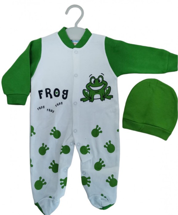 Set salopetă și căciuliță Frog - 0-3 luni