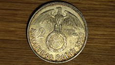 Germania nazista -moneda argint- 2 Mark Reichsmark 1938 D - Paul von Hindenburg