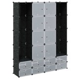 Cumpara ieftin Dulap modular cu 18 compartimente alb si negru 37x146x180,5 cm