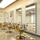 Consolă pentru coafură, frizerie și cosmetică cu oglindă LED 170x70 cm, argintie